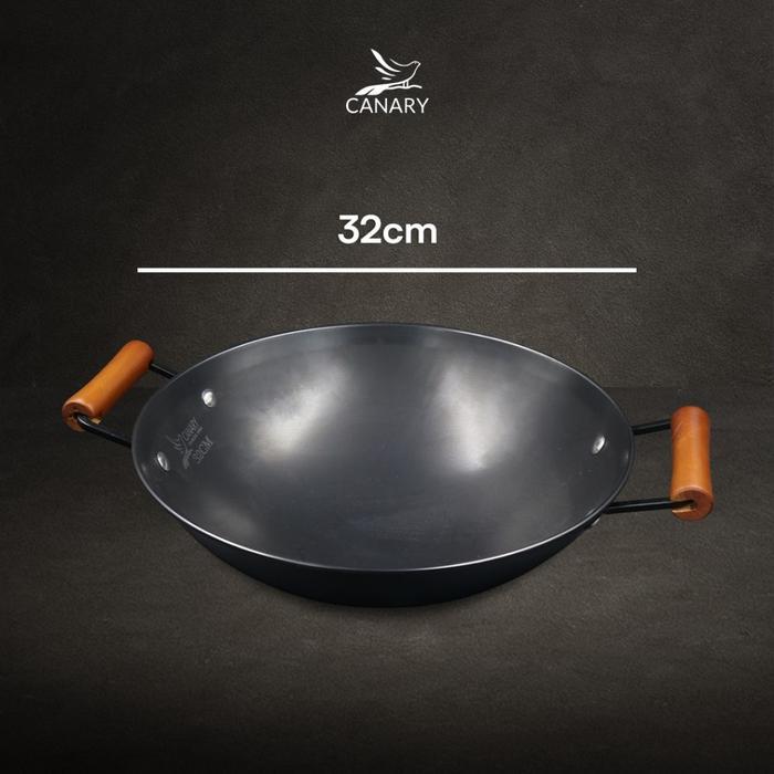 Wajan Hitam Stainless Steel Anti Lengket Bentuk Wok Ukuran 32 cm