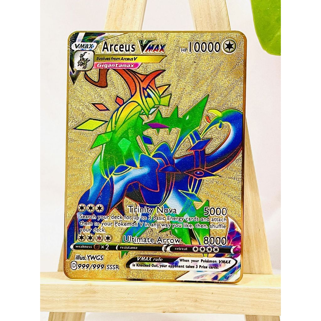 Pokemon Metal Card 10000 Points Arceus Charizard Super Card Golden Spanish Mewtwo Vmax GX EX Anime