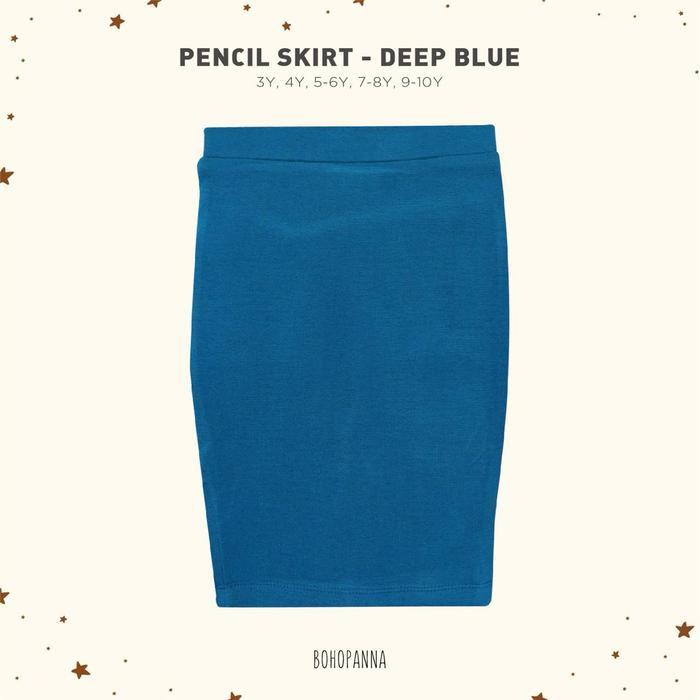 Bohopanna Pencil Skirt Rok Pensil Anak Perempuan Bahan Stretch - Deep Blue, 5-6Y / Rok Pensil anak /