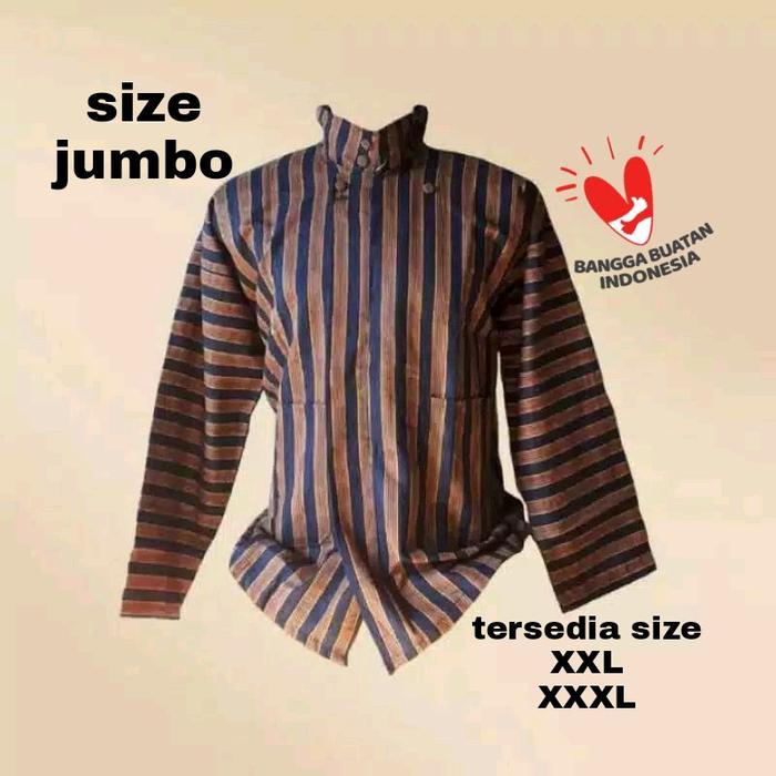 ASLI Baju Lurik Jawa/Baju Surjan Lurik/Baju AJawa/Baju Surjan Pria Dewasa SIZE JUMBO READY STOCK