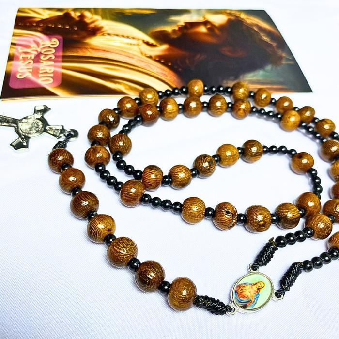 Paket Doa Rosario Yesus Kayu Kelor (Kalung Rosario dan Lembar Doa) - Rosario 33 bapa kami