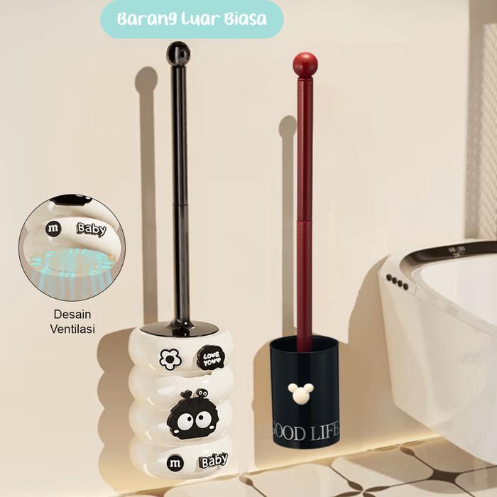 TERMURAH BLB SIKAT PEMBERSIH TOILET MOTIF LUCU SIKAT CLOSET DUDUK JONGKOK DENGAN HOLDER BT001 PROMO