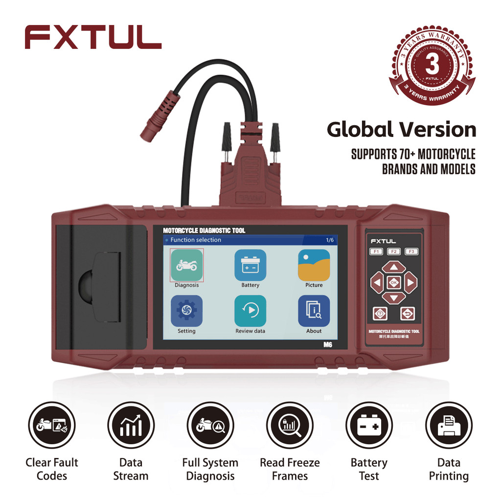 FXTUL M6 New Universal Multi-Lingual Motorcycle Diagnostic Machine Professional Code Reader & Scanne