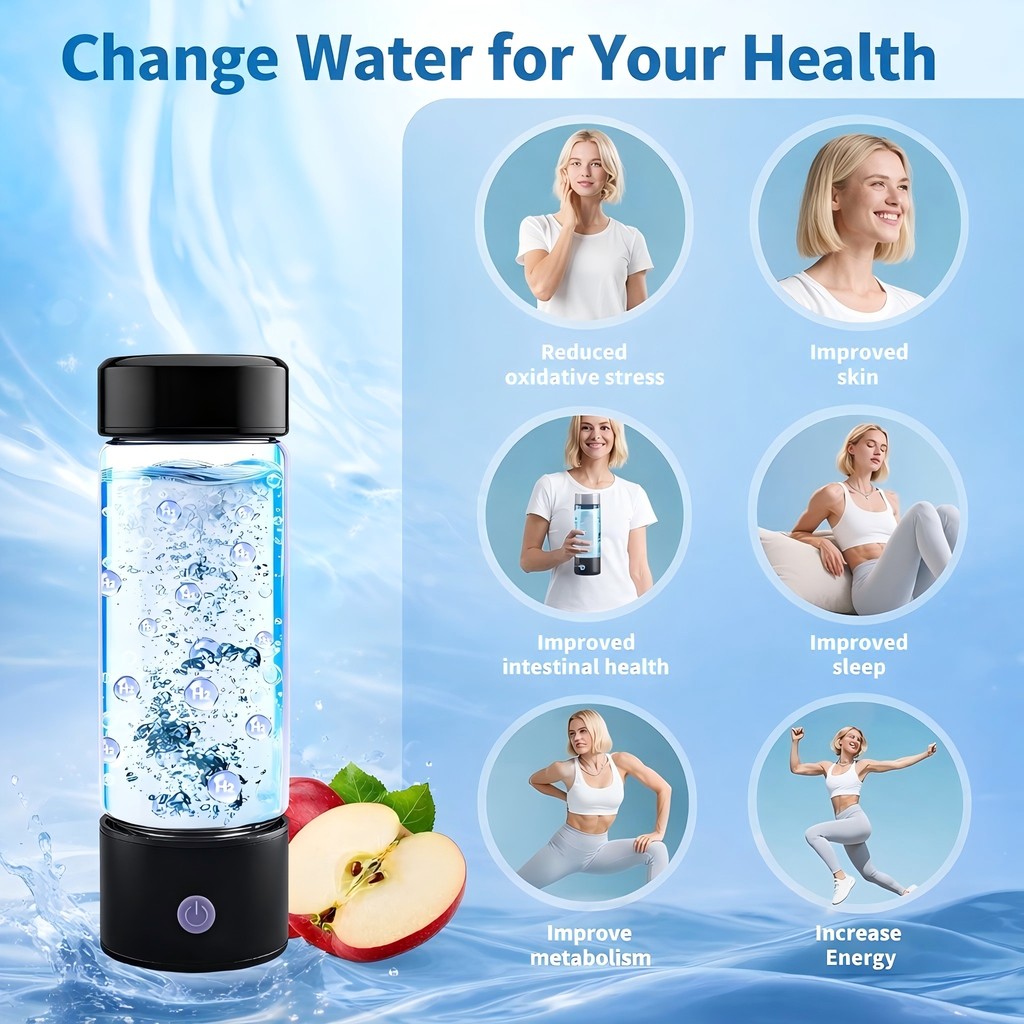 Portable Hydrogen Water Generator Bottle Rechargeable Electric Alkaline Water Ionizer Cup