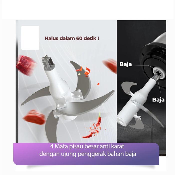 Promo Blender Chopper Blender Daging Stainless Coper Penggiling Daging Serbaguna 2Liter Terlaris