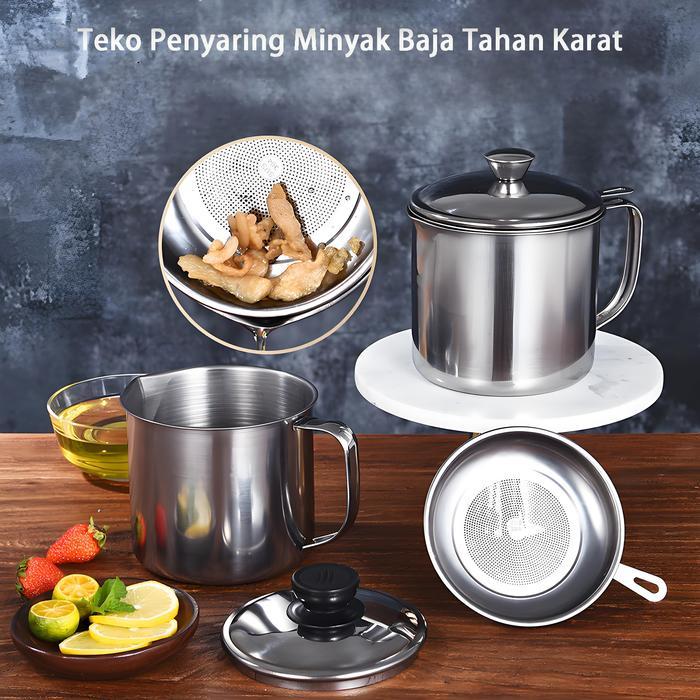 Premium Teko Minyak Stainless Steel / Dengan Saringan / Teko Penyaring Minyak 304 / Teko Minyak