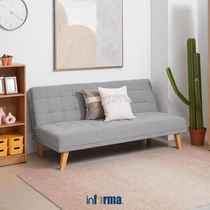 Informa Gonzales Sofa Bed Fabric - Abu-Abu Divan Dipan Ruang Tamu Tempat Tidur Lantai Kasur Sofa Tam