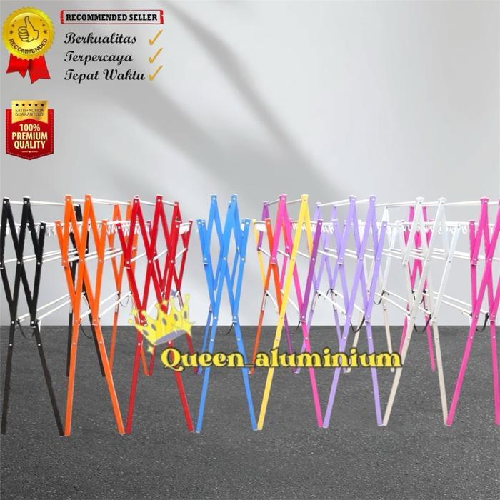 BISA COD PROMO - Jemuran Pakaian / Jemuran Baju Lipat Aluminium Arcer Ungu 140cm