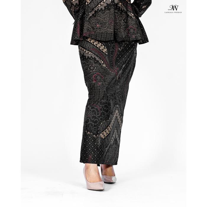 Laskala IVOR Sandro Rok Batik Panjang Model Span Warna Hitam Ukuran XL Bahan Katun Satin Rok Batik P