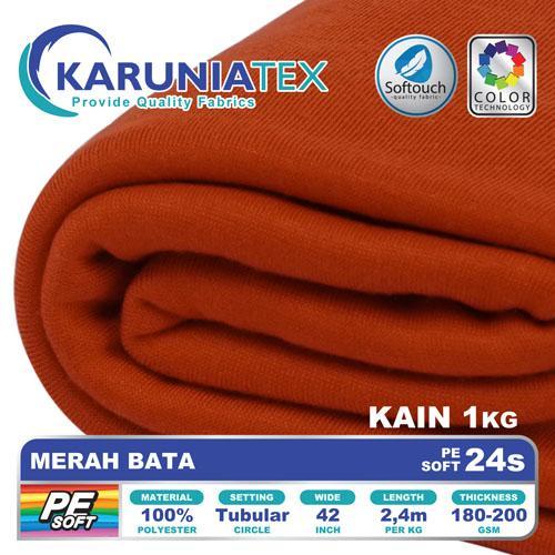 READY Kain Kaos PE Soft 24s Kiloan Merah Bata Karunia Textile