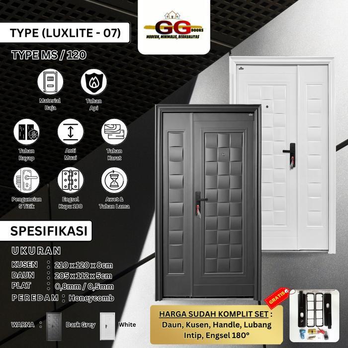 Pintu Kamar | Pintu Baja GG 120x210 Luxlite 07 GG DOOR - Hitam, Kanan
