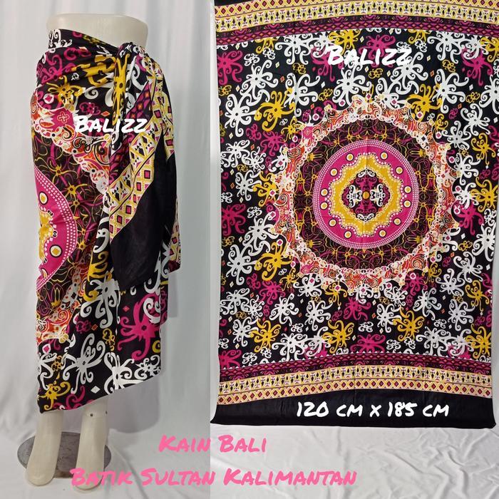 Kain Bali Pantai - Kain Bali Motif New Balizz Dasar Hitam - Sarung Bali - Kain Katun Jepang - Kain