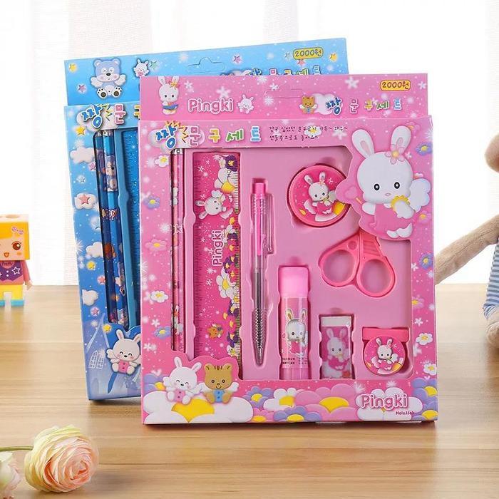 2009 Pencil Set 9 In 1 Alat Tulis Sekolah Anak Lengkap Penghapus Pensil