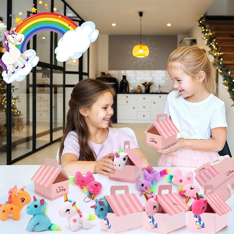 8-36Sets Unicorn Stuffed Animals Adopt Me Unicorn Plush Party Favors Birthday Gifts with House for