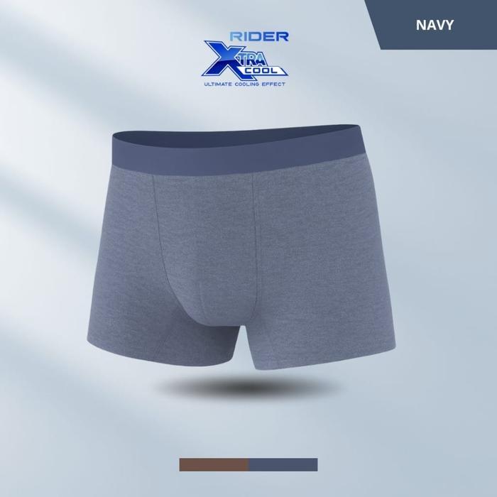 Rider Xtracool Seamless Boxer Pria Seamless Modal Nylon Spandek Xtracool - Navy, M Seamless - Boxer 