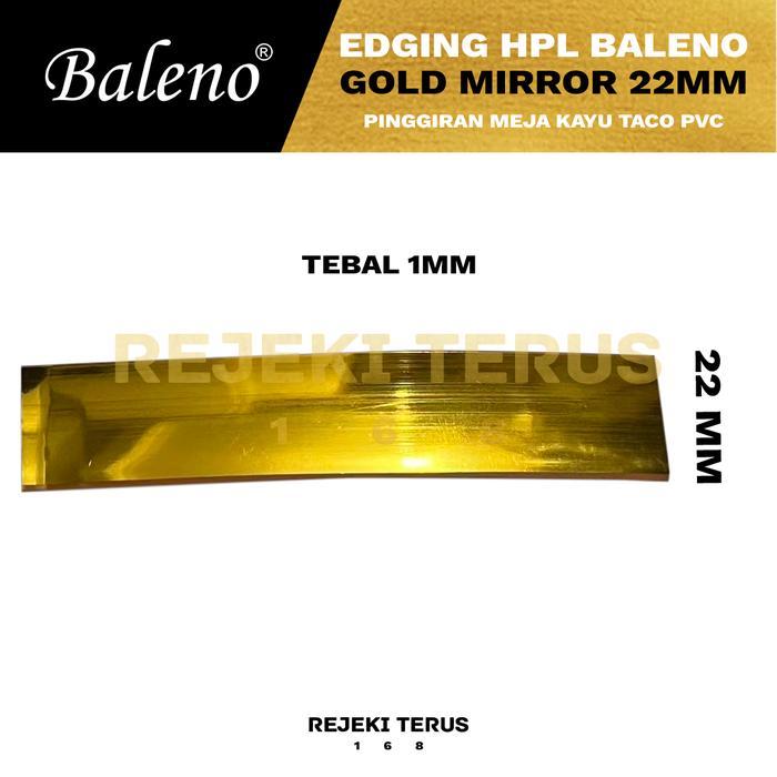 Edging HPL 22mm Emas Kilap Gold Mirror Pinggiran Meja Kayu PVC