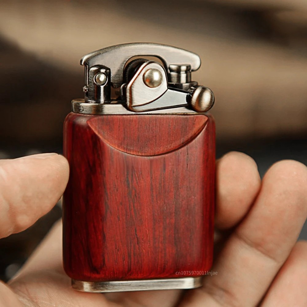 Rosewood Wooden Zorro Rocker Kerosene Lighter Retro Copper Old Nine Doors Creative Mahogany
