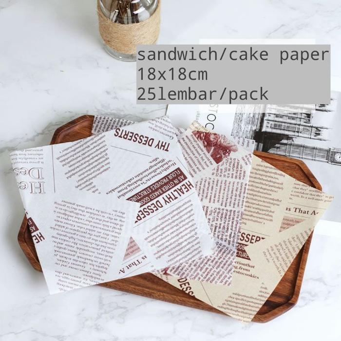 PAPER WRAP WAX PAPER BURGER SANDWICH KOREA CAKE ALAS BENTO KOREA ISI 25 LEMBAR
