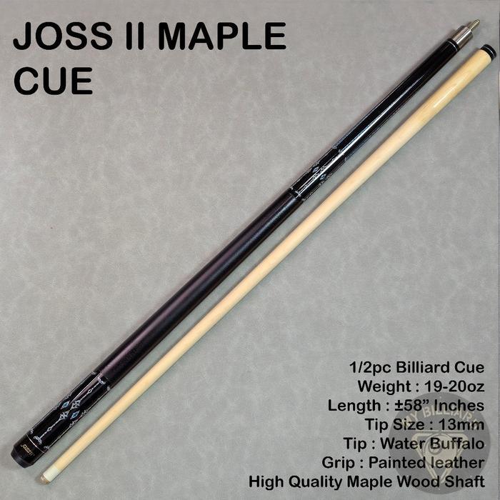 Joss II Stick Billiard Cue Maple Wood 13mm Stik Billiard - Joss 2 Cues Stick Billiar