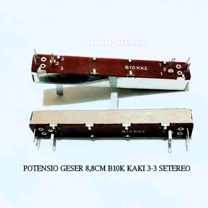 TERMURAH POTENSIO 8,8CM B10K KAKI 3-3 SETEREO POTENSIO GESER FADER MIXER PROMO