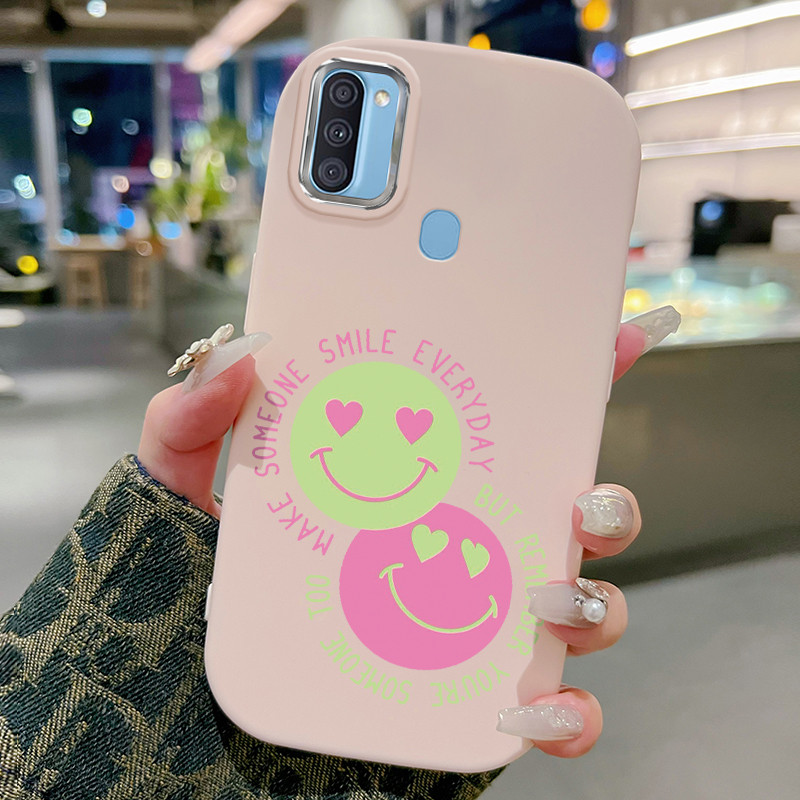 Casing Hp Untuk Samsung Galaxy A11 M11 Case Heart Couple Emoji Kasing silikon Cesing Warna macaroon 