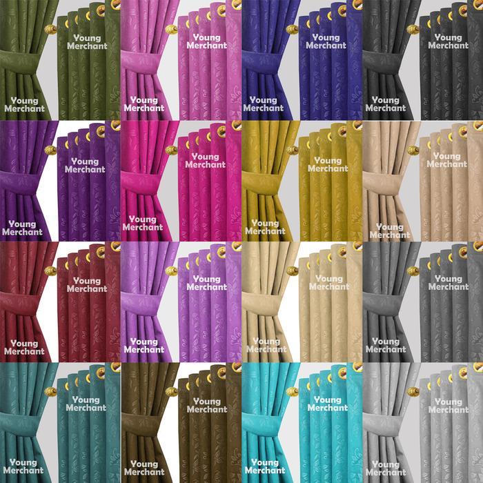"New" Harga Murah!! Gorden Pintu Jendela Polos Embos Smokering Abu Coklat Biru Pink Ungu Putih