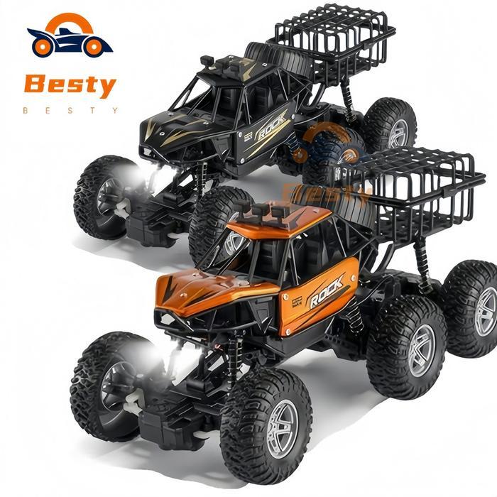 Besty Mobil Remote Control 4WD Mainan Rock Crawler Alloy Off-Road 6 Roda RC Off Road Dengan Lampu