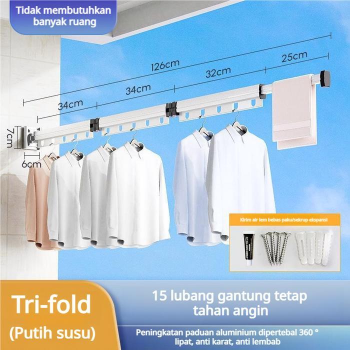 BISA COD Jemuran Dinding Baju aluminium jemuran Lipat Gantung Jemuran Dinding TarikLipat Panjang