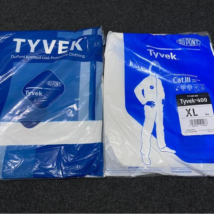 Coverall Safety Bahan Tyvek 400 Ukuran M - Pelindung Tubuh Sekali Pakai