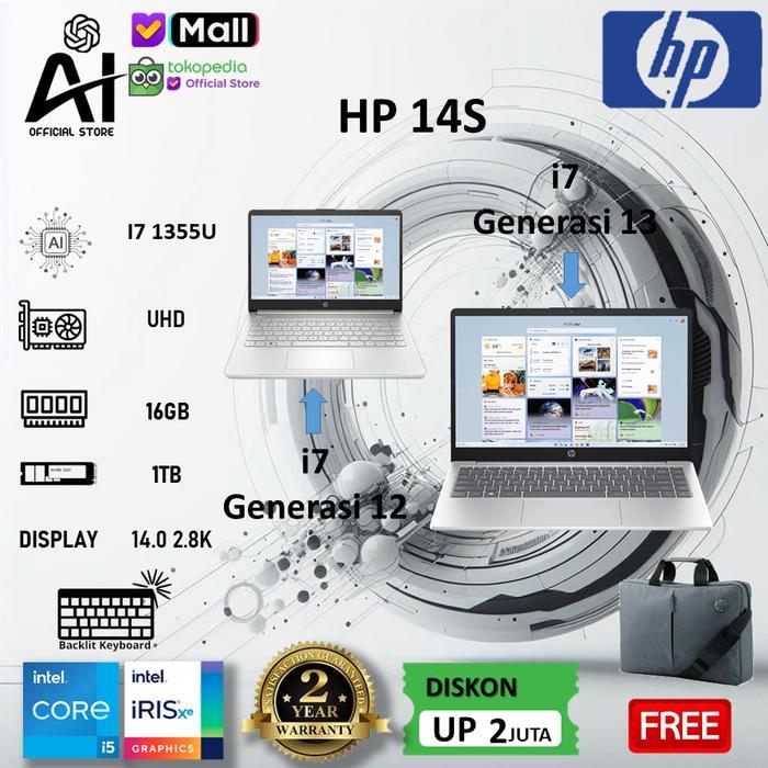 Hp 14 I7-1355U/I7-1255U/I5-1235U/I5-1335U/I3-1315U 8Gb/16Gb 512Ssd W11+Ohs 14.0Fhd Ips Terlaris