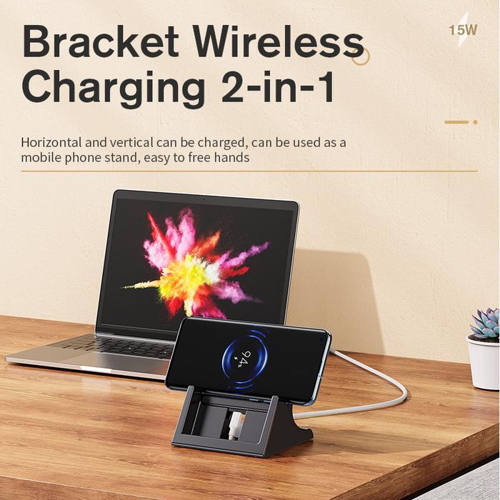 Promo Kivee Wireless Charger Fast Charge 15W Phone Holder Wireless Charging Kit Original Black