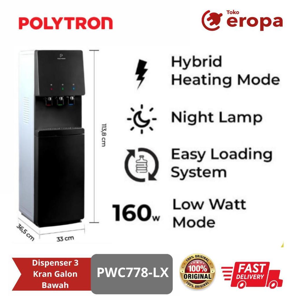 Dispenser 3 Kran Galon Bawah Polytron PWC778