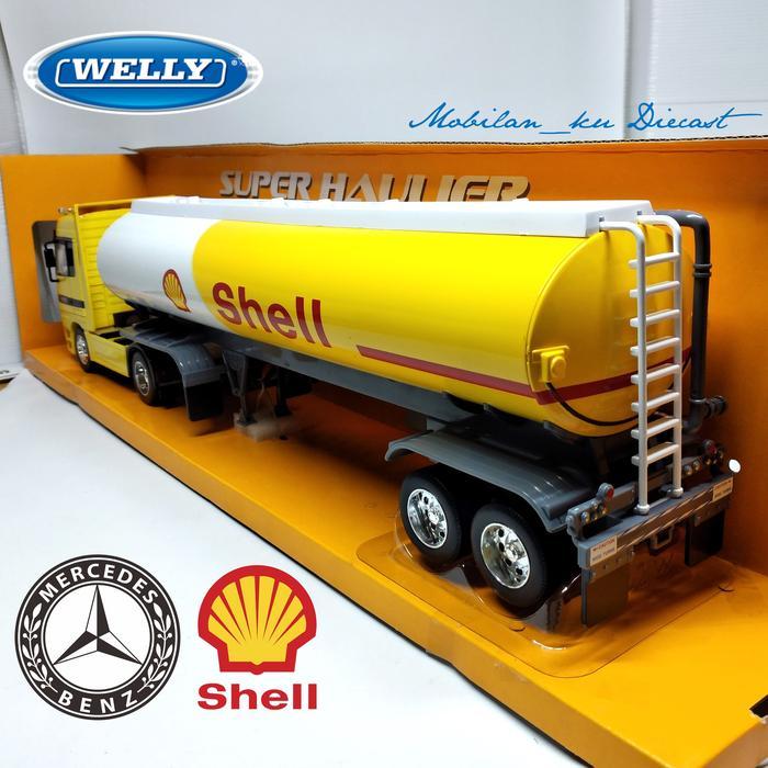 Diecast Truk Tangki Bbm Shell Mercedes-Benz Actros Welly Sh 1:32