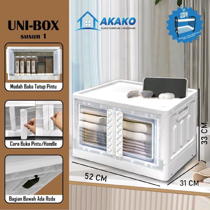 Akako - Lemari Pakaian Plastik Uni Box Beauty Storage Box Cabinet Penyimpanan Serbaguna