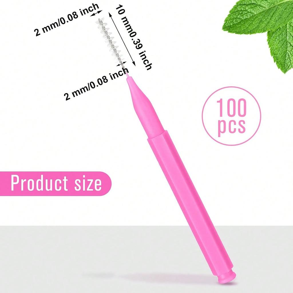 100Pcs Interdental Brush Toothpick Dental Tooth Flossing Head Oral Dental Hygiene Flosser Cleaners