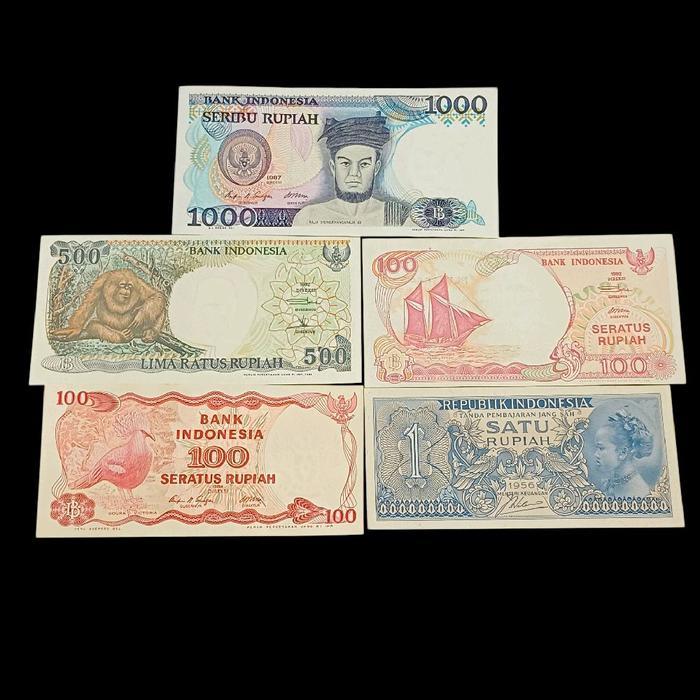 Promo Paket C Koleksi Uang Kuno Republik .Kondisi Kertas Gress Aunc/Unc 5 Lembar . Poduk Best Seller