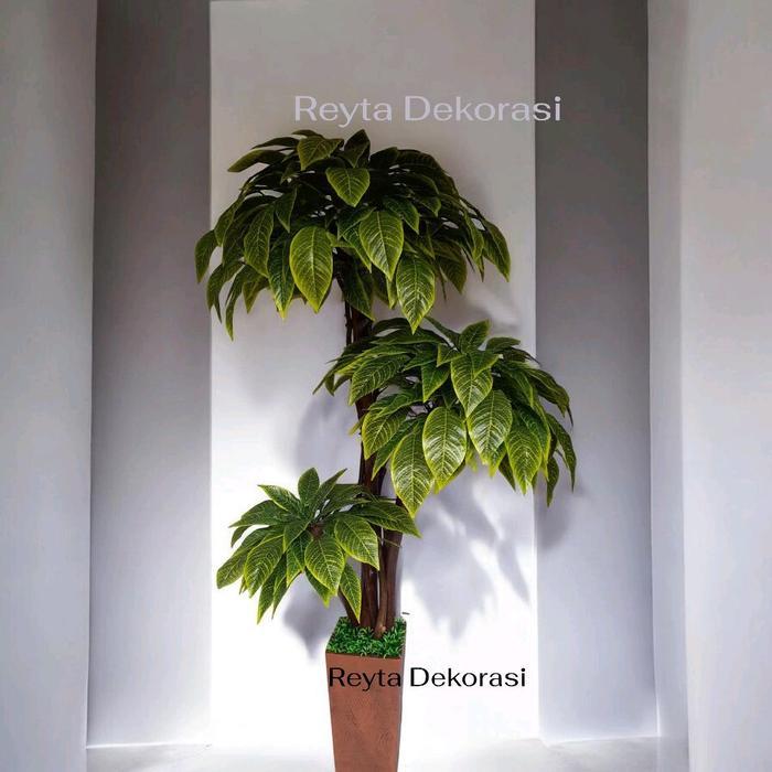 bonsai bunga plastik artificial/bunga Daun Lucky pohon hias bonsai