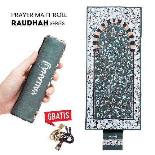 Terlaris Yallahajj Sajadah Travel Premium Lipat/Gulung Motif Raudhah Bahan Waterproof Lapis Anti