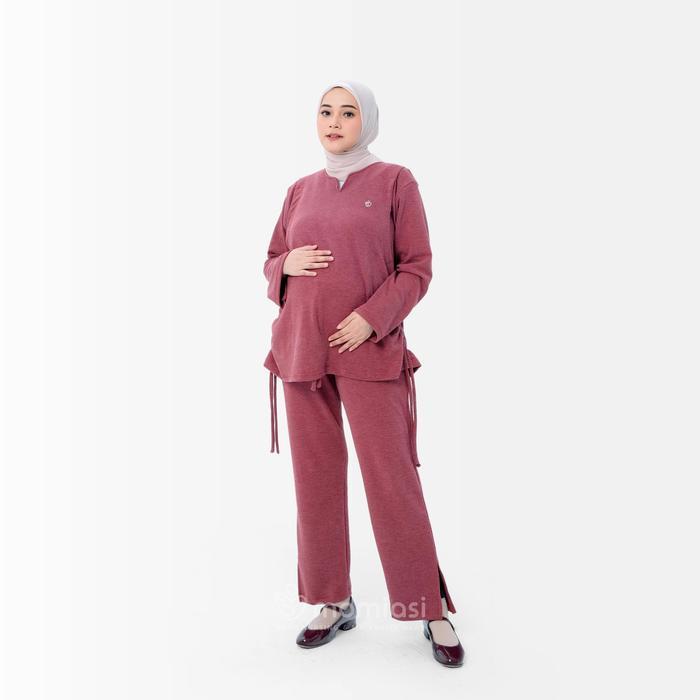 [Best Seller] Momiasi Ruby One Set Knit Setelan Wanita Knit Rib Baju Set Celana Bumil Busui Friendly