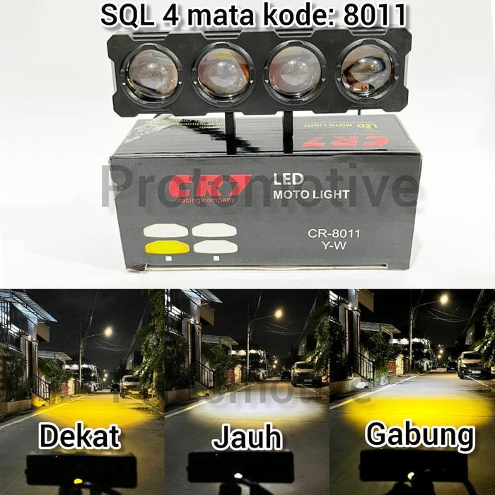 Cr7 Lampu Tembak 4 Mata Led Original Cr8011 Full Aluminum Waterproof High Low Kuning Putih