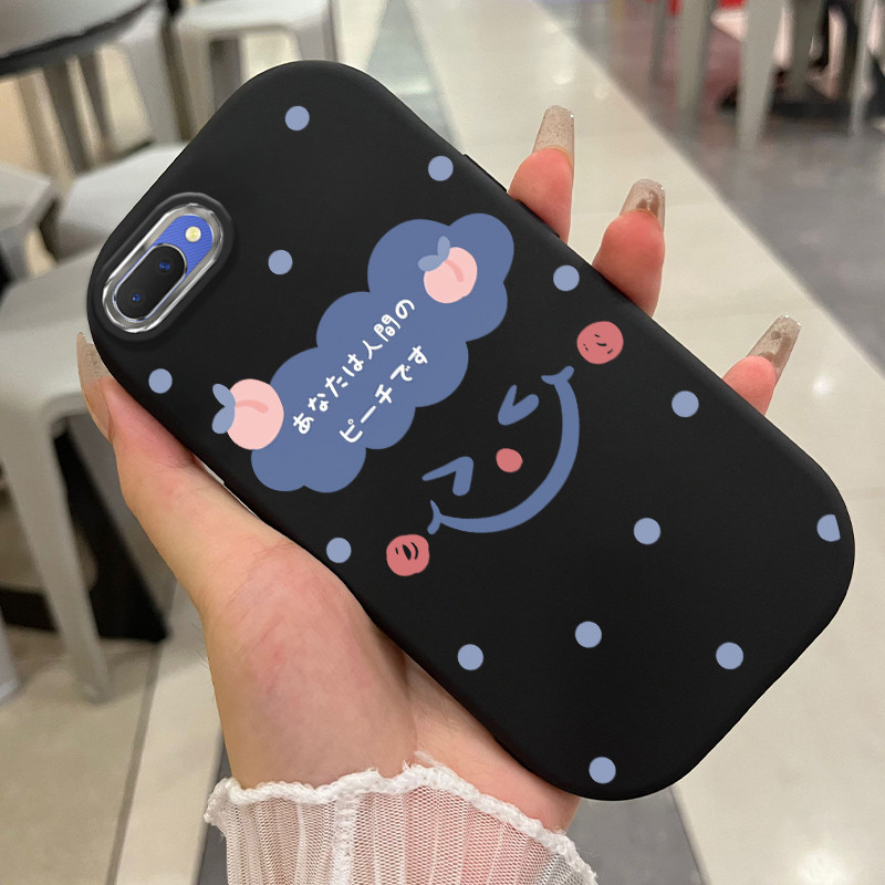 Casing Hp Untuk OPPO A5 A3s A12E Realme C1 Case Japan Style Peach Kasing  silikon Cesing gelombang S