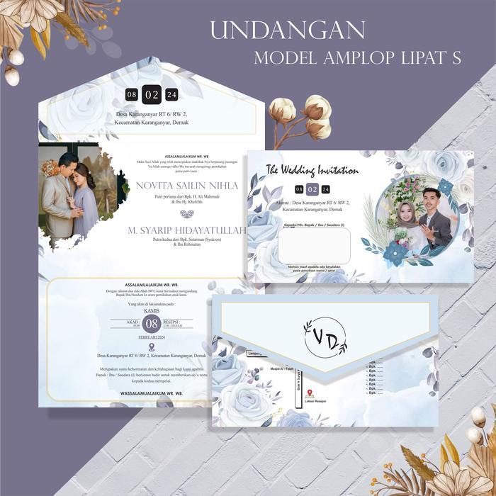 Promo (50 Pcs) Top Selller Undangan Pernikahan Lipat Semi Amplop - Undangan Pernikahan Lipat Amplop