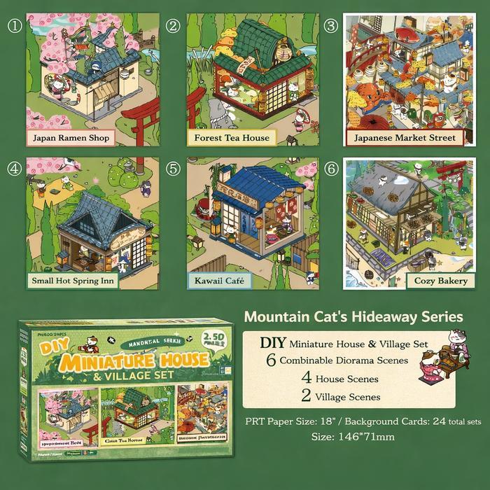 Ada Stok 3D Stickers Muroo Japan Miniature Landscaping Sticker Book Lynx Series Fun Handbook