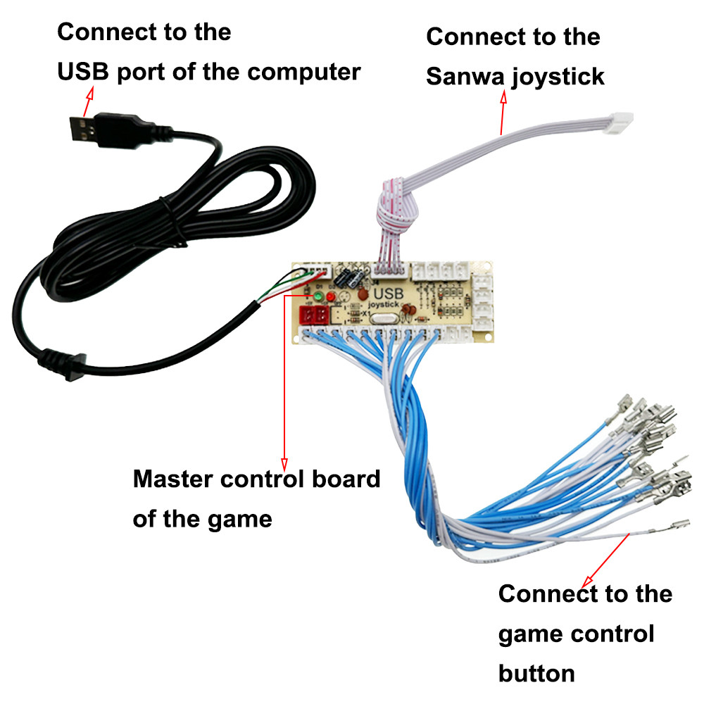 2 players Arcade Joystick Kit DIY Game Machine PC Raspberry Pi Arcade USB Zero Delay Board