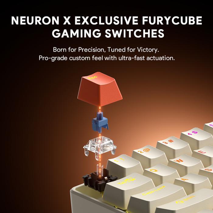 FURYCUBE TS61 Mechanical Keyboard 61 Keys 60% Layout Hot-Swappable Switch RGB Wired Gaming Keyboard - White/Black