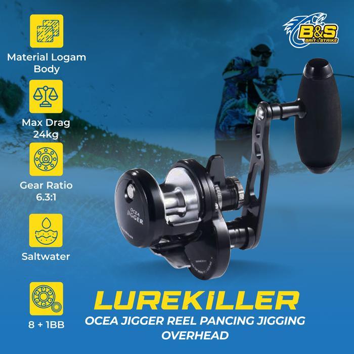 Lurekiller OCEA JIGGER Reel Pancing OH 1500HG/1501HG 24Kg Reel Pancing Jigging Overhead Plat Besi