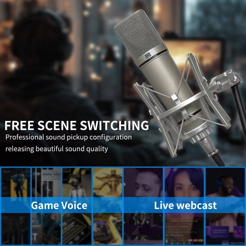 Top Studio Metal U87 Condenser Microphone Professional Cardioid Studio Mic for Recording Podcasting