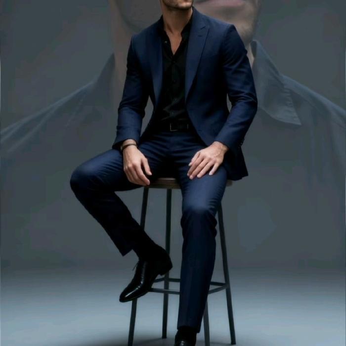 setelan jas pria setelan jas kantor setelan jas nikah setelan jas import jas formal Slim Fit - biru 