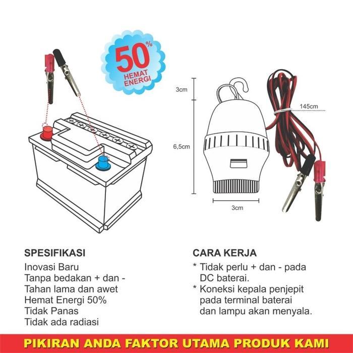 NEW Fitting Lampu Aki AC/DC Inverter Fitting Jepit Aki E27 Fiting Gantung