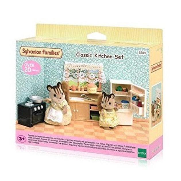 Set Dapur Mainan Keluarga Klasik dengan Peralatan Masak dan Lemari Es